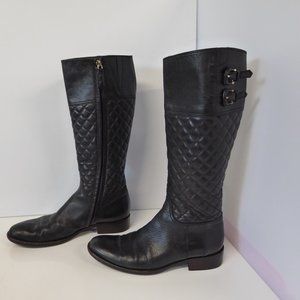 Burberry Quilted Leather Tall Riding Boots w/Zip  Size 38 1/2